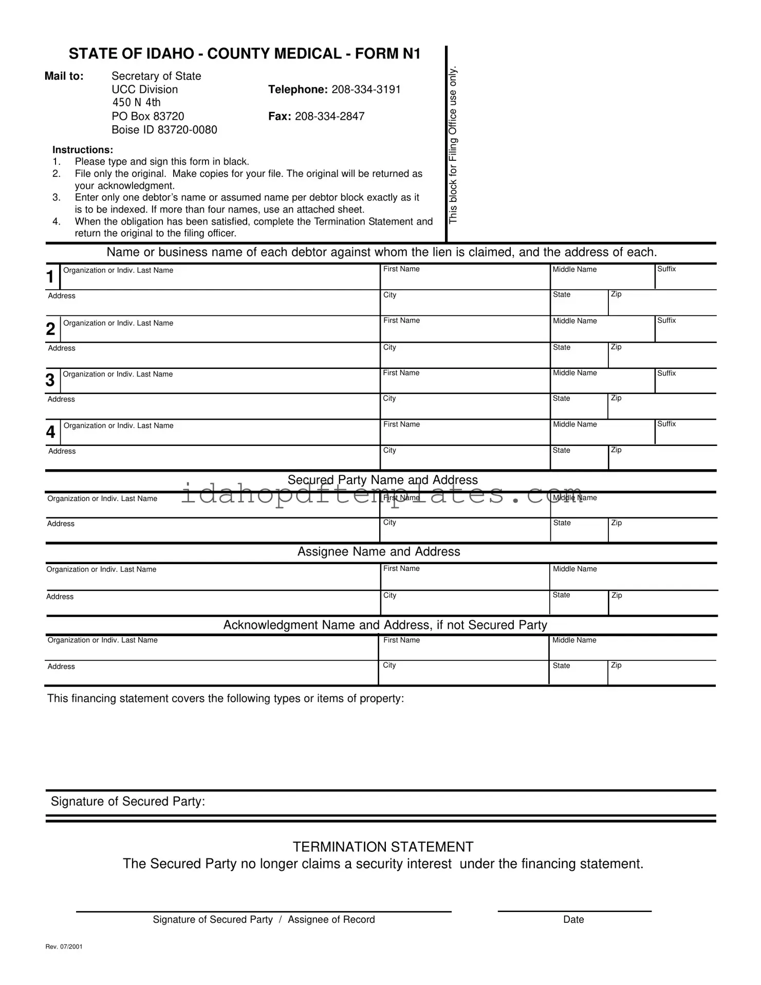 Free Idaho N1 Form