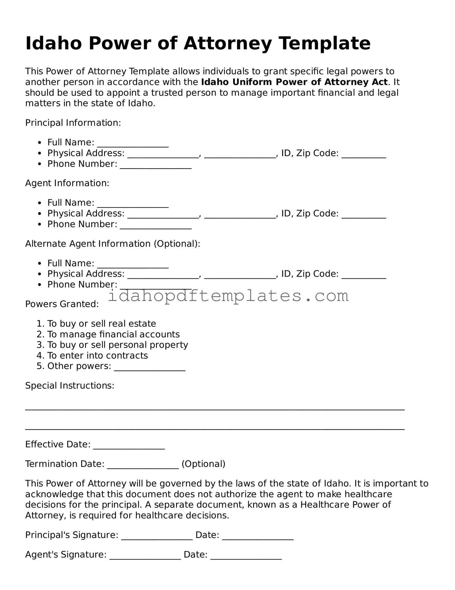 Attorney-Approved  Power of Attorney Form for Idaho